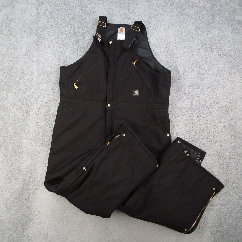 Carhartt Bib Overalls Mens 40x30 Black R33 BLK Extremes Arctic Quilt Lined USA